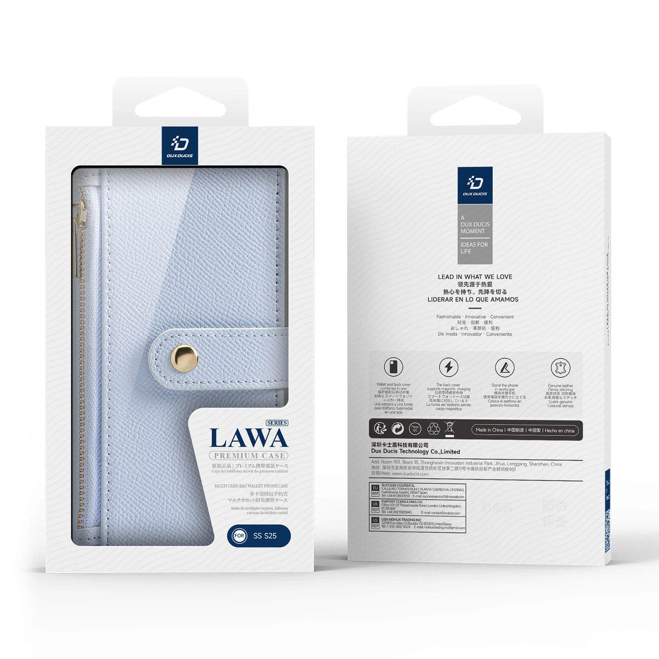 Dux Ducis Lawa Leather Case for Samsung Galaxy S25 with Detachable Magnetic Wallet - Blue_12