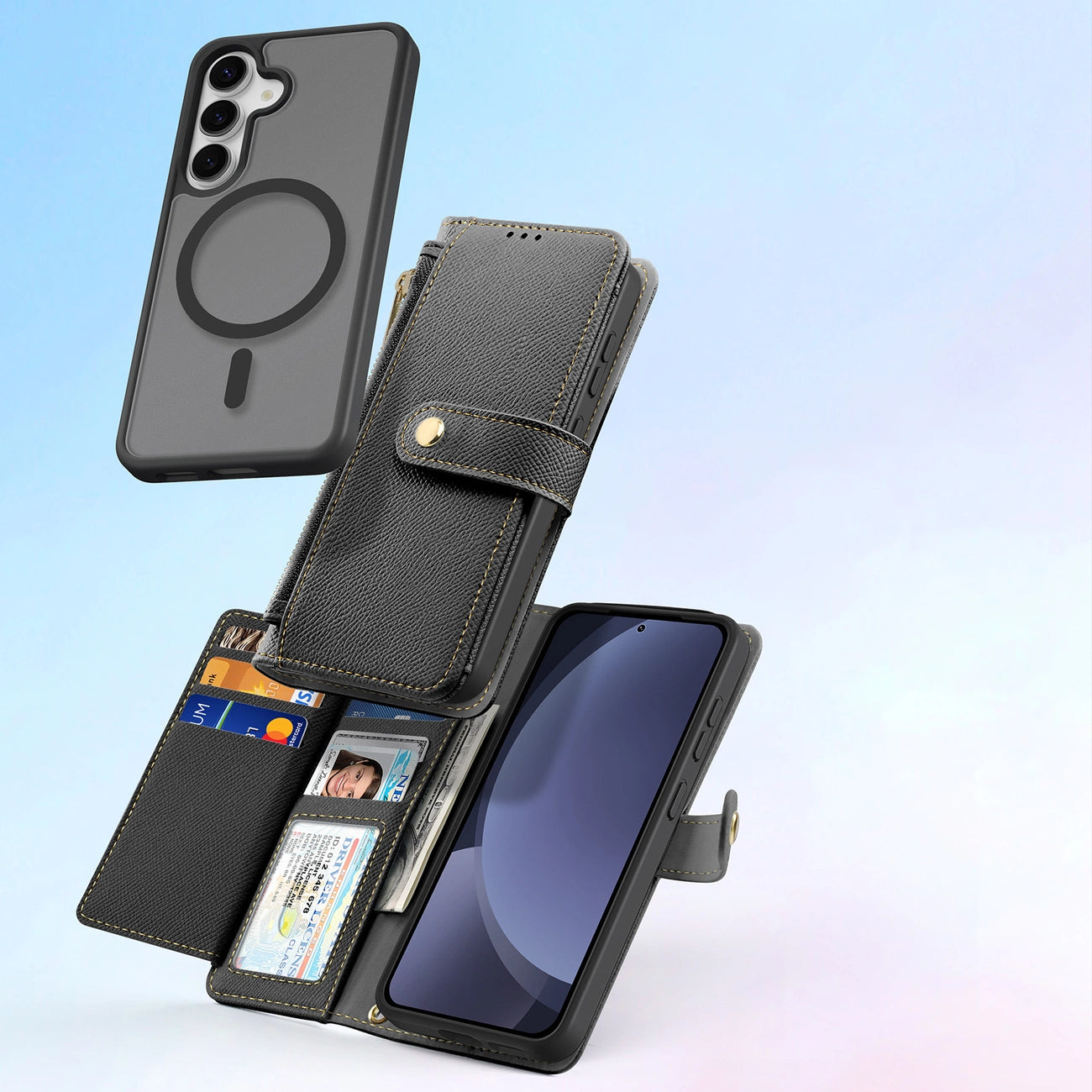 Dux Ducis Lawa Leather Case for Samsung Galaxy S25+ with Detachable Magnetic Wallet - Black_10