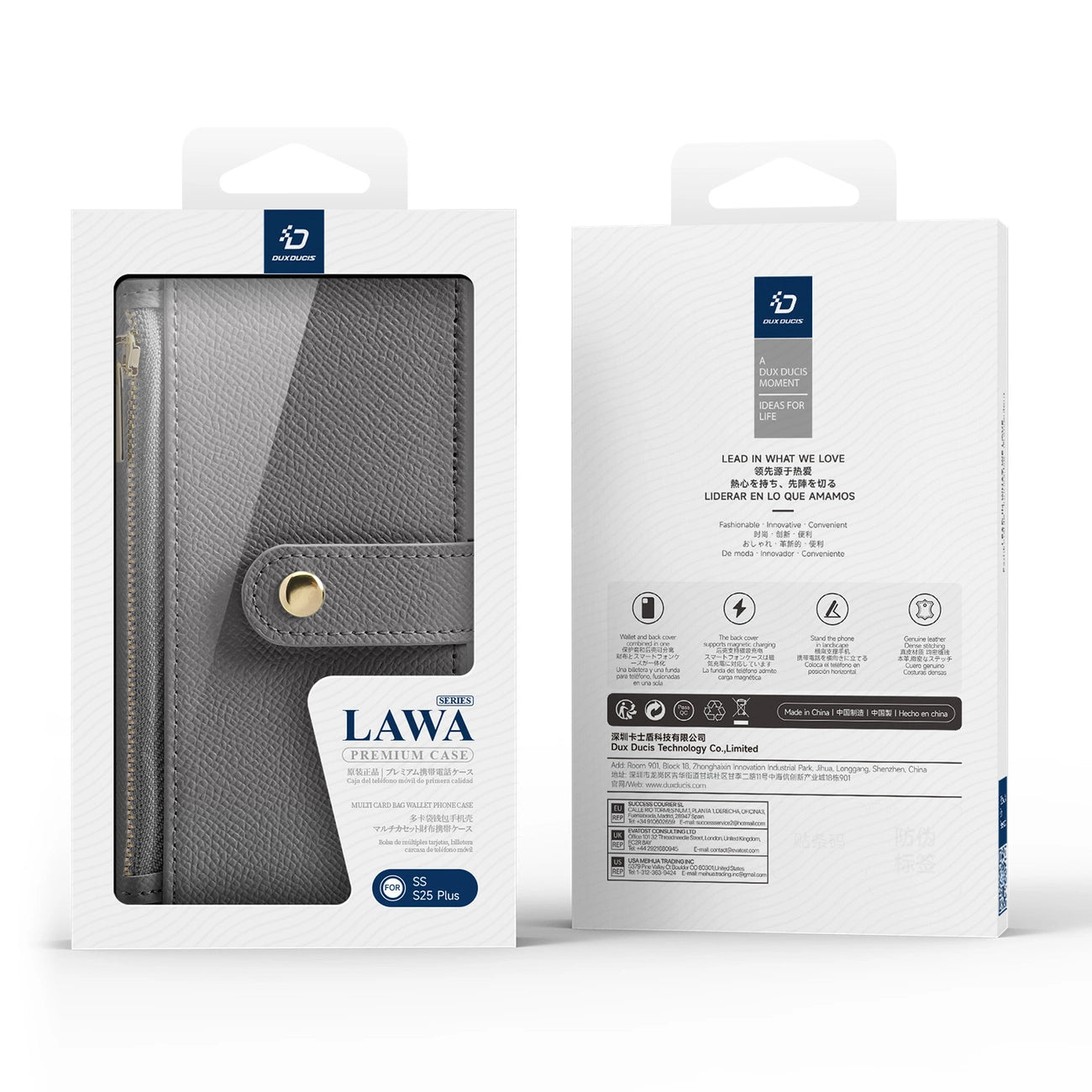 Dux Ducis Lawa Leather Case for Samsung Galaxy S25+ with Detachable Magnetic Wallet - Gray_11