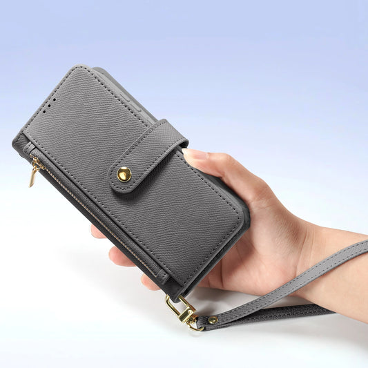 Dux Ducis Lawa Leather Case for Samsung Galaxy S25+ with Detachable Magnetic Wallet - Gray_0