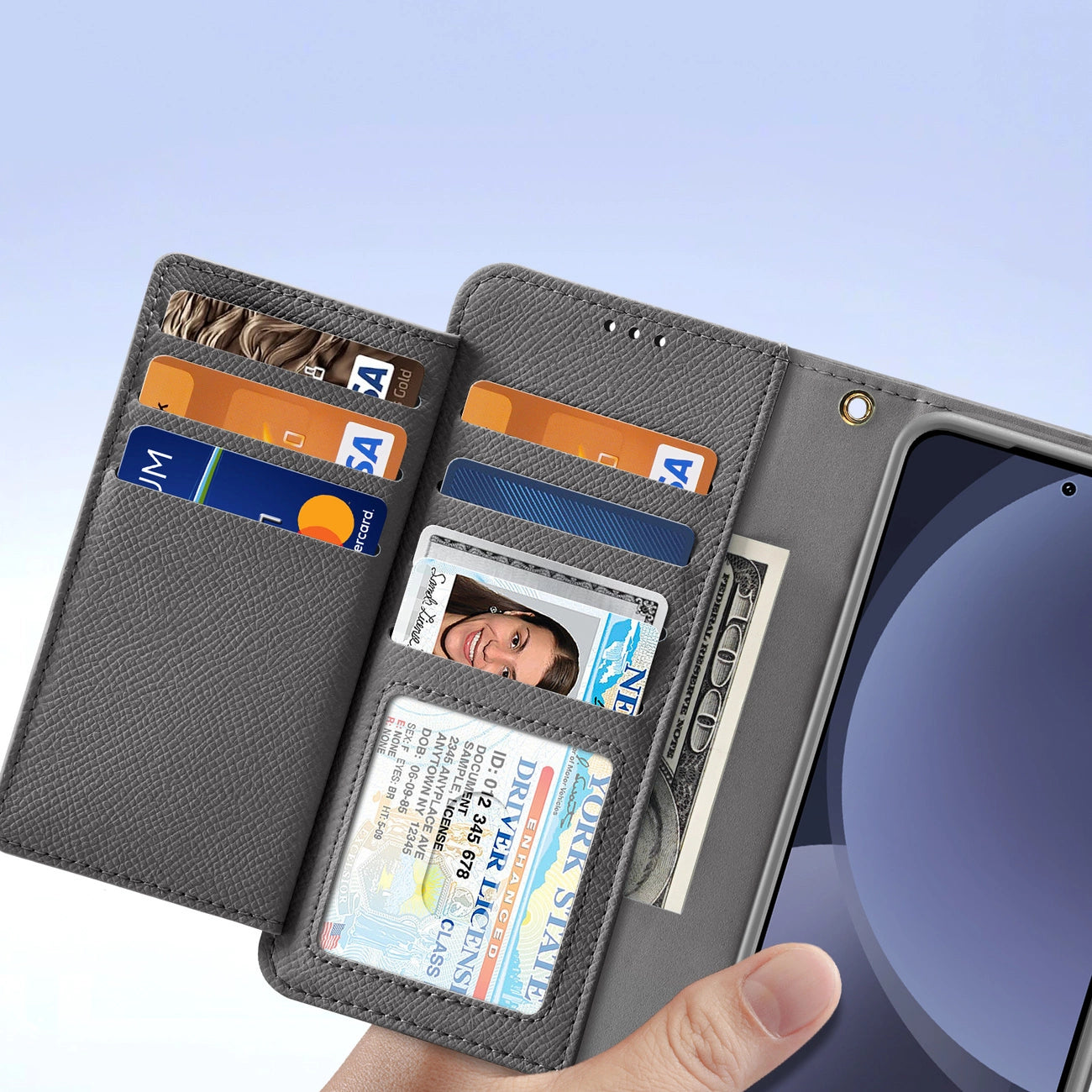 Dux Ducis Lawa Leather Case for Samsung Galaxy S25+ with Detachable Magnetic Wallet - Gray_4