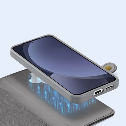 Dux Ducis Lawa Leather Case for Samsung Galaxy S25+ with Detachable Magnetic Wallet - Gray_6