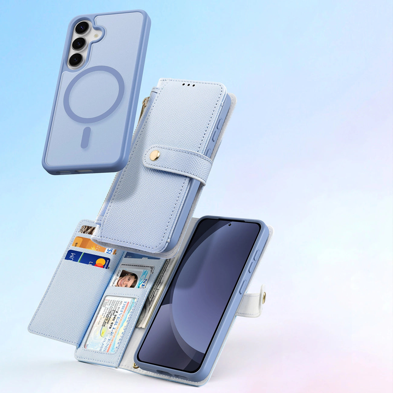 Dux Ducis Lawa Leather Case for Samsung Galaxy S25+ with Detachable Magnetic Wallet - Blue_9