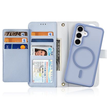 Dux Ducis Lawa Leather Case for Samsung Galaxy S25+ with Detachable Magnetic Wallet - Blue_11
