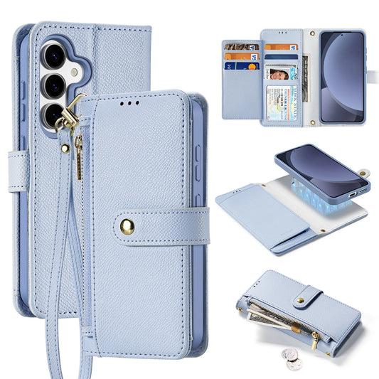 Dux Ducis Lawa Leather Case for Samsung Galaxy S25+ with Detachable Magnetic Wallet - Blue_0