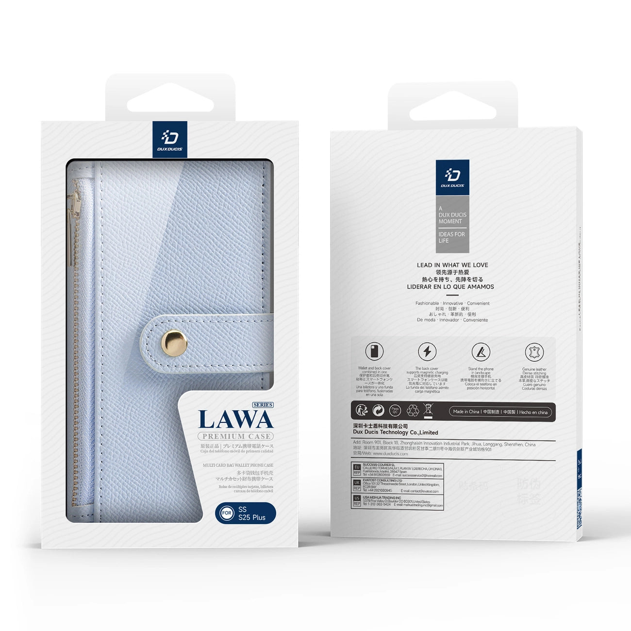 Dux Ducis Lawa Leather Case for Samsung Galaxy S25+ with Detachable Magnetic Wallet - Blue_12