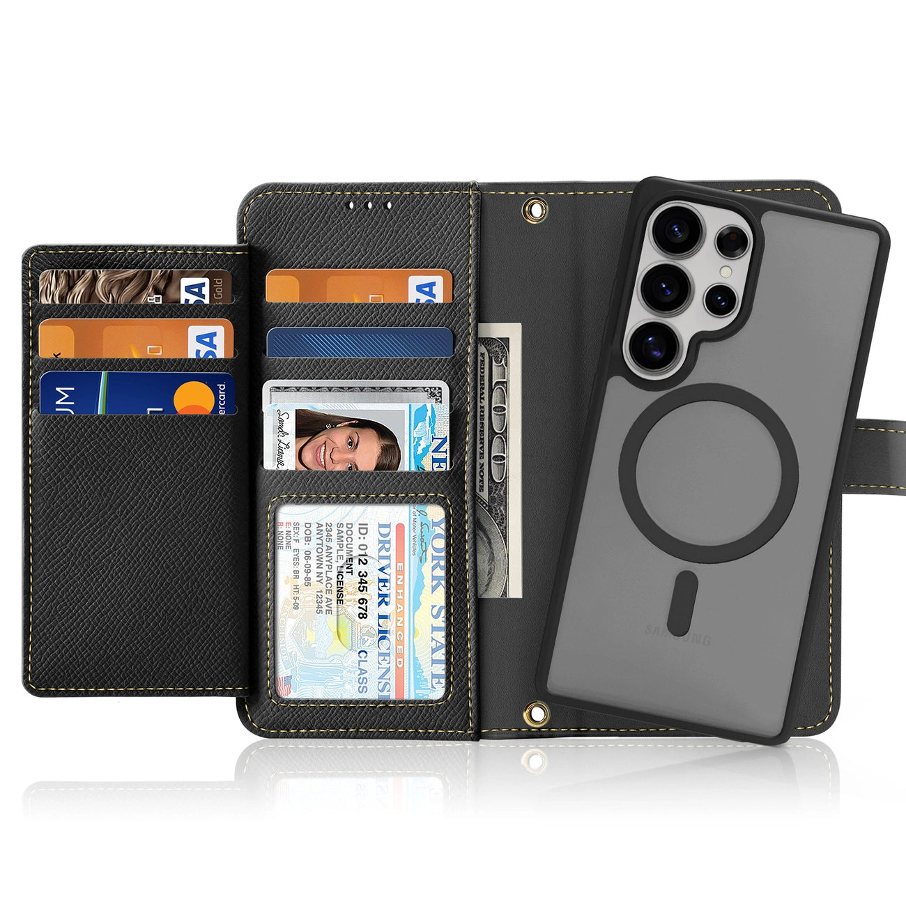 Dux Ducis Lawa Leather Case for Samsung Galaxy S25 Ultra with Detachable Magnetic Wallet - Black_1