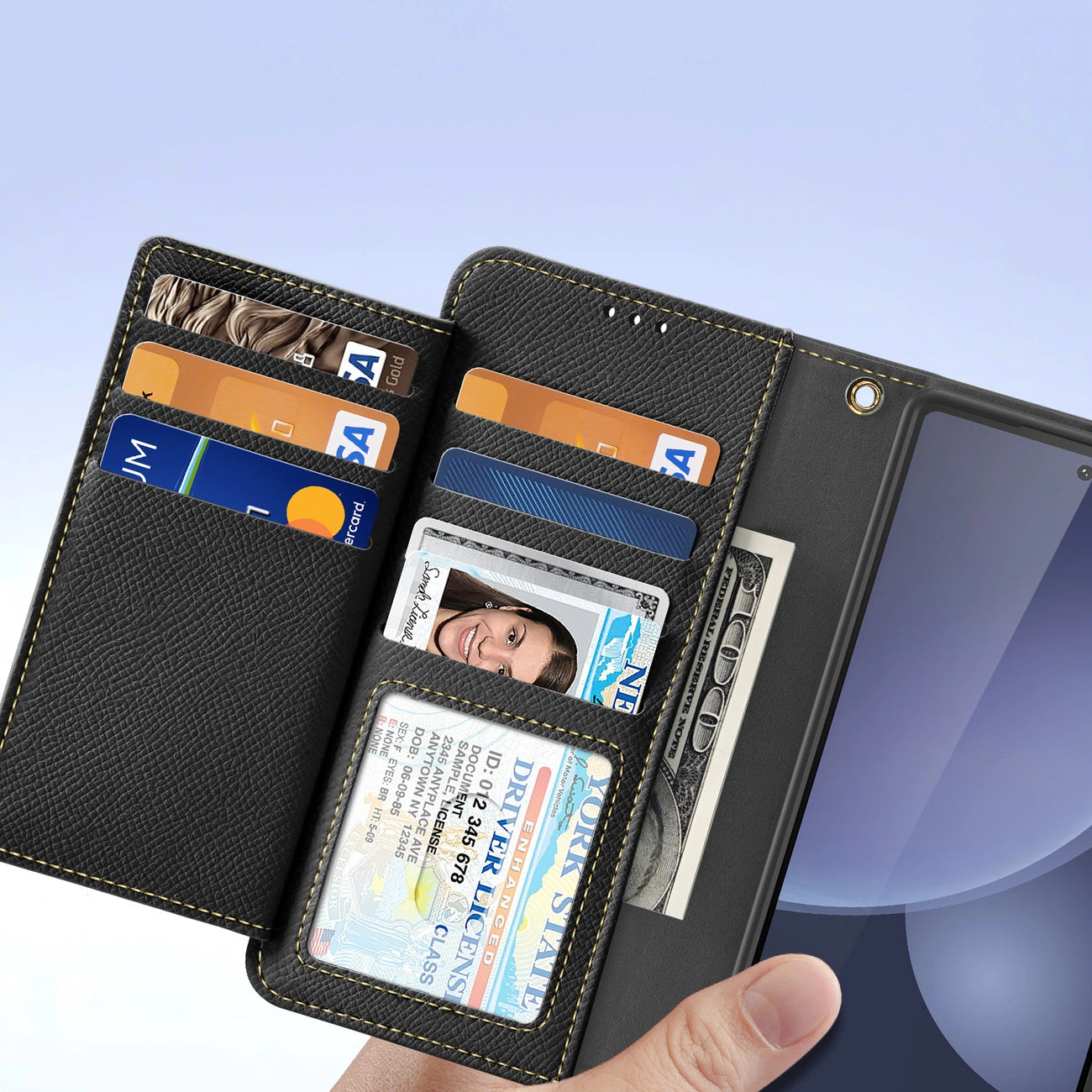 Dux Ducis Lawa Leather Case for Samsung Galaxy S25 Ultra with Detachable Magnetic Wallet - Black_6