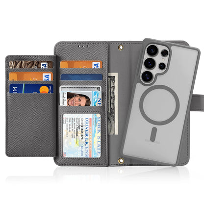 Dux Ducis Lawa Leather Case for Samsung Galaxy S25 Ultra with Detachable Magnetic Wallet - Gray_11