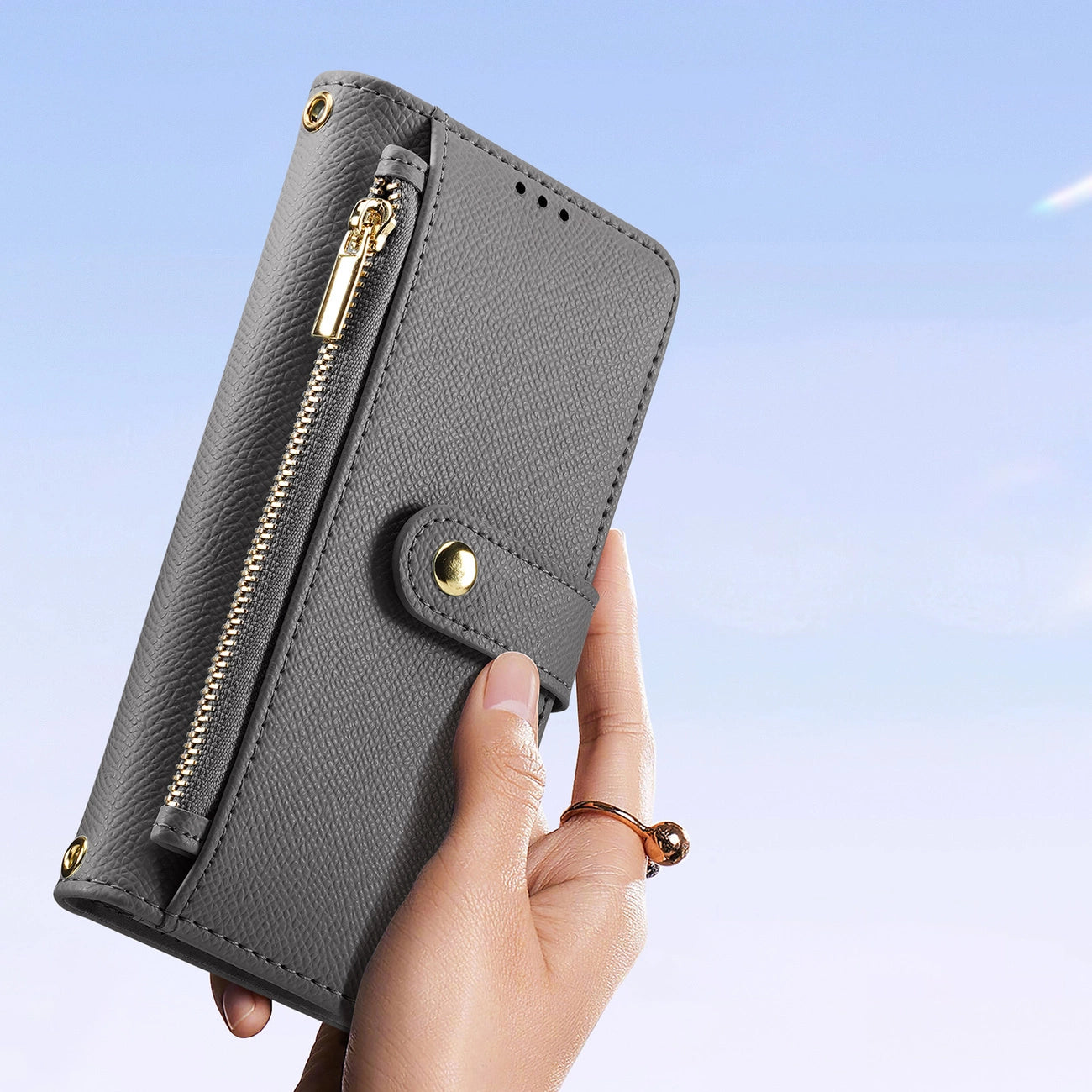 Dux Ducis Lawa Leather Case for Samsung Galaxy S25 Ultra with Detachable Magnetic Wallet - Gray_3