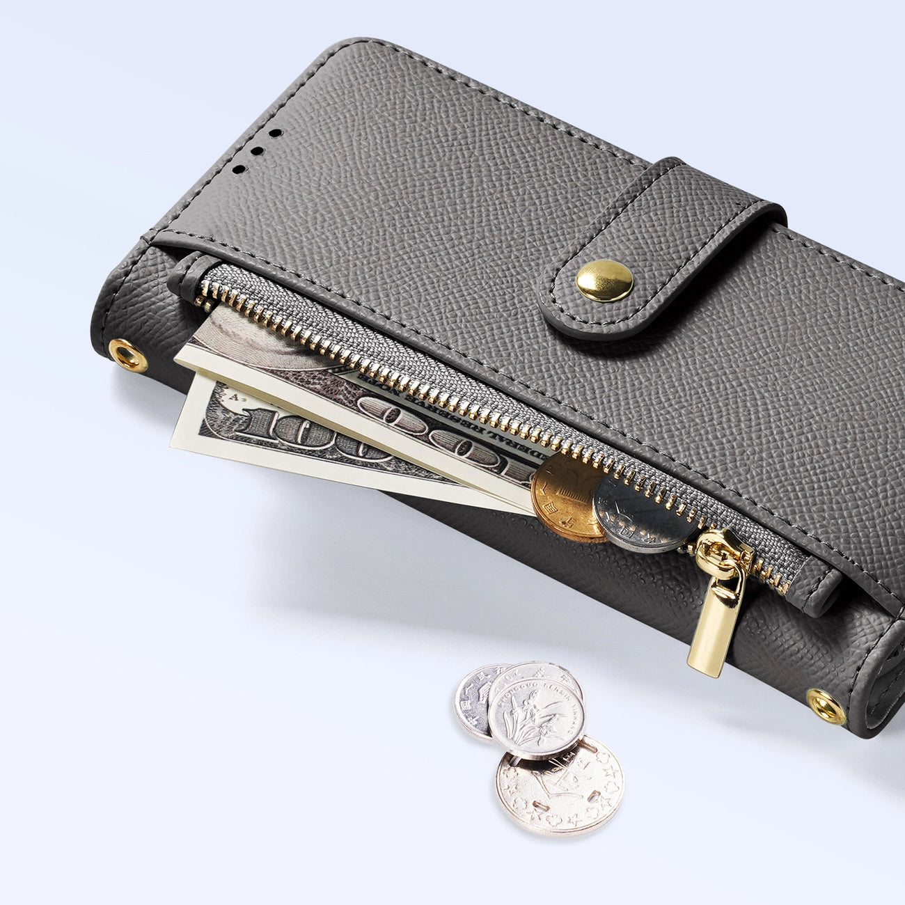 Dux Ducis Lawa Leather Case for Samsung Galaxy S25 Ultra with Detachable Magnetic Wallet - Gray_4