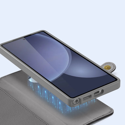 Dux Ducis Lawa Leather Case for Samsung Galaxy S25 Ultra with Detachable Magnetic Wallet - Gray_7