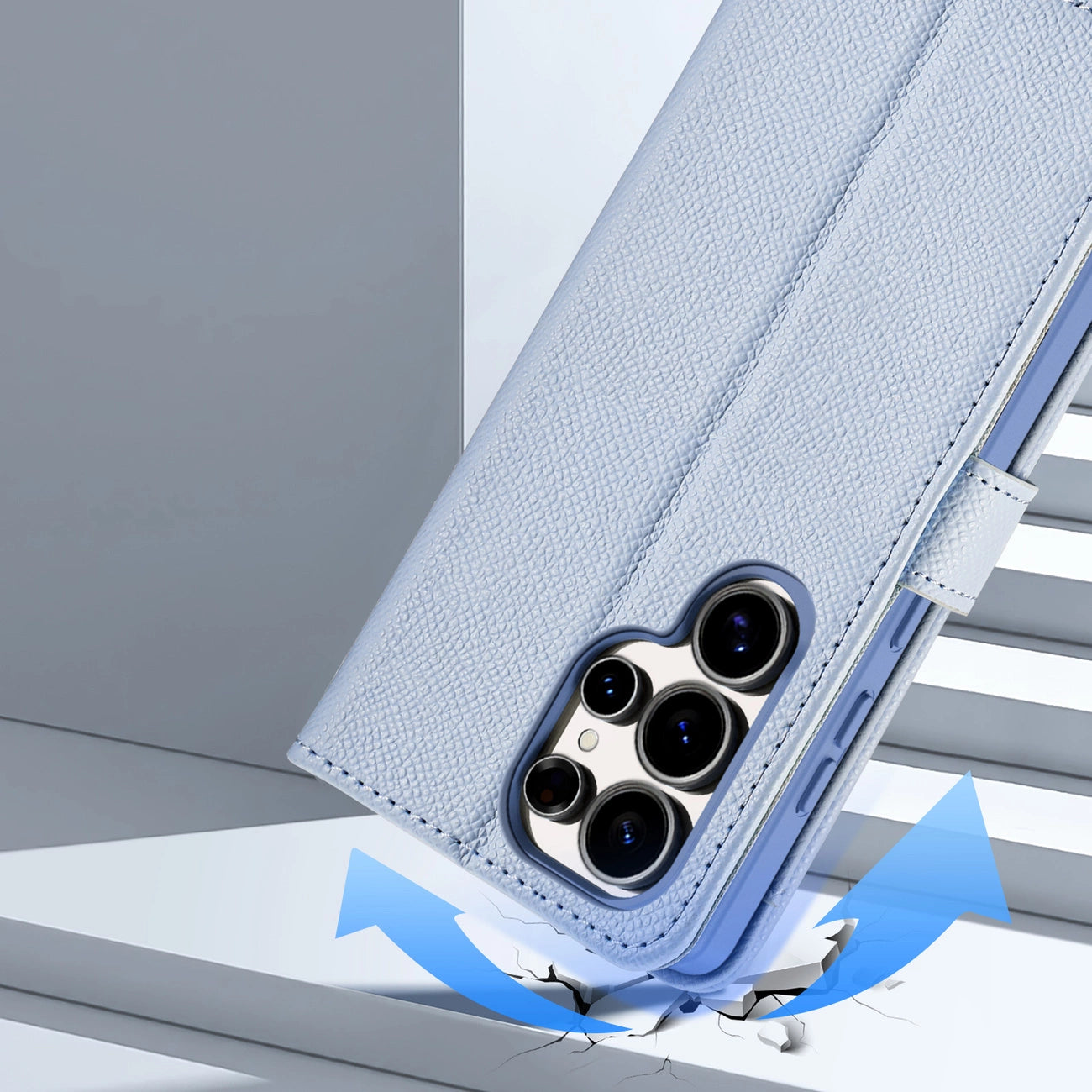 Dux Ducis Lawa Leather Case for Samsung Galaxy S25 Ultra with Detachable Magnetic Wallet - Blue_3