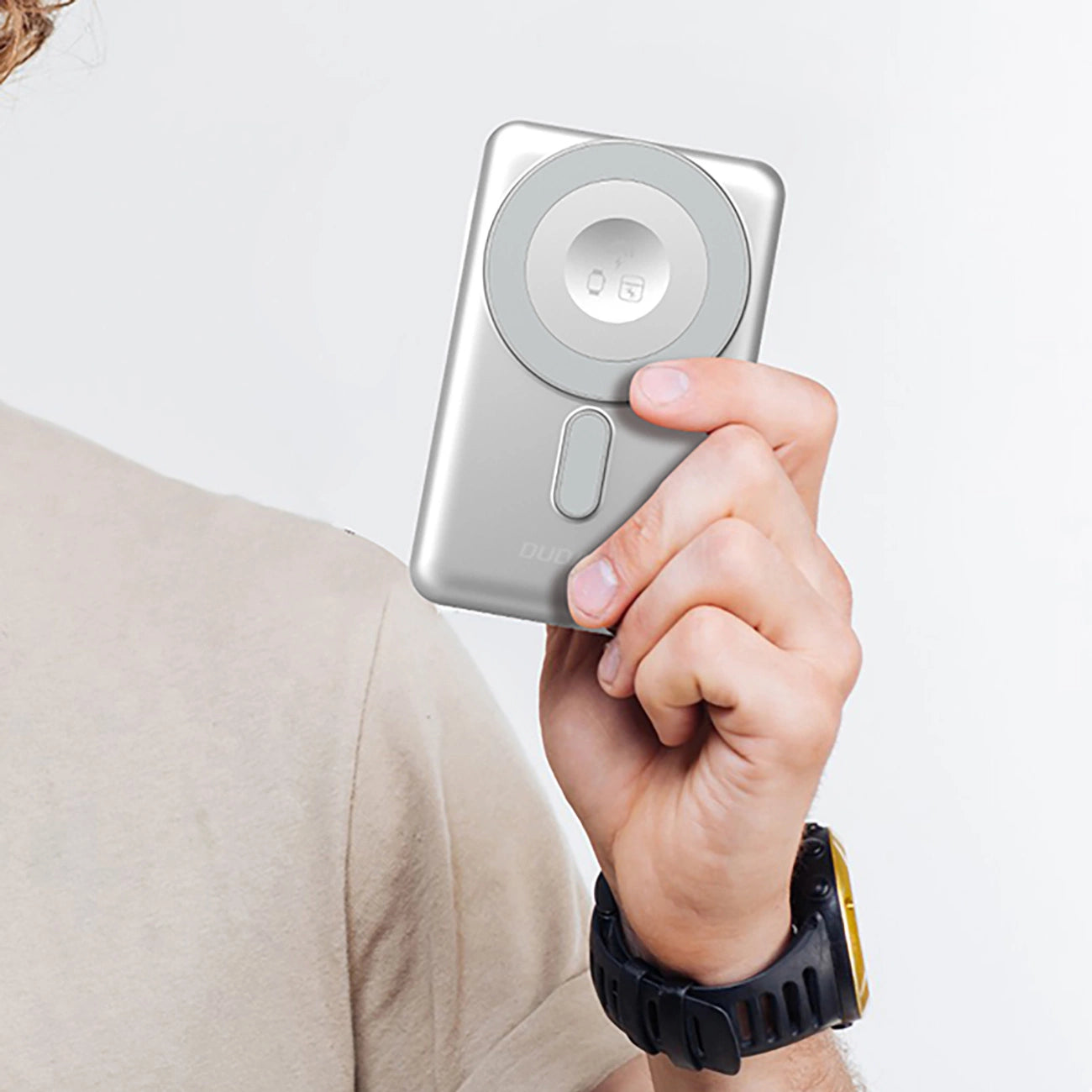 Dudao K29 10000mAh PD 20W MagSafe Powerbank with Metal Case, Stand and Built-in USB-C/ Lightning Cables - Silver_4