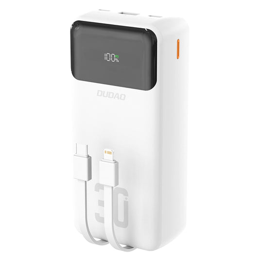 Dudao K15MAX 30000mAh PD 22.5W Powerbank with Built-in Cables - White_0