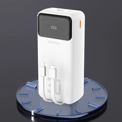 Dudao K15MAX 30000mAh PD 22.5W Powerbank with Built-in Cables - White_2