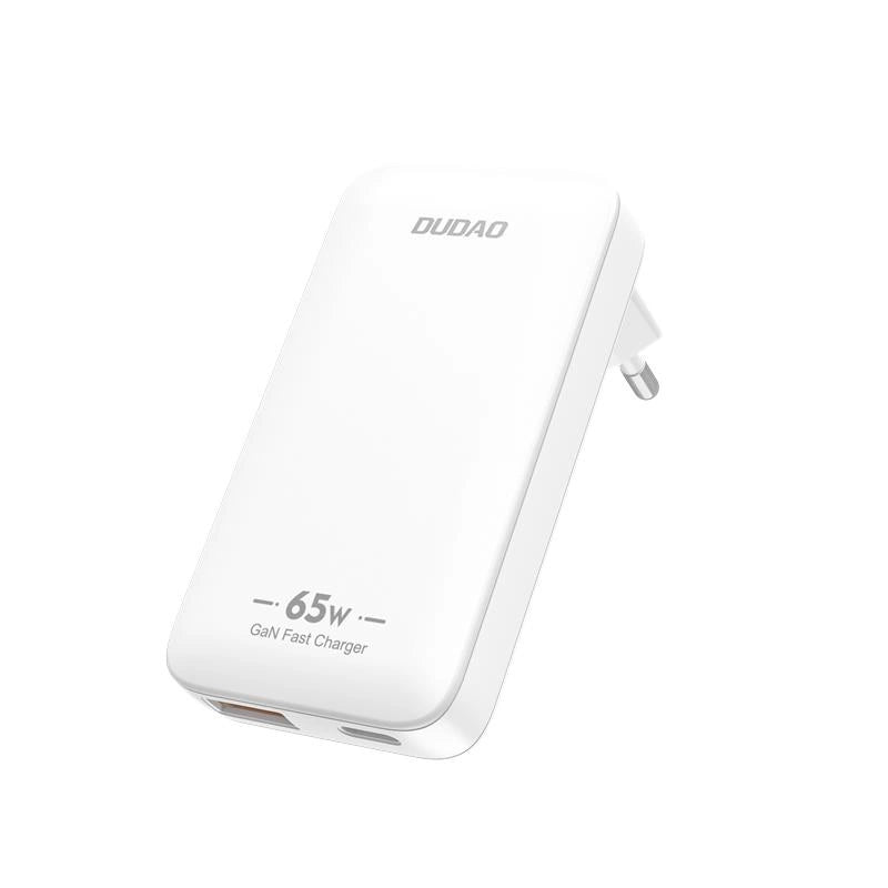 GaN Dudao A65Q 65W USB-A / USB-C PD Ultra-Thin Travel Wall Charger EU / US - White_0