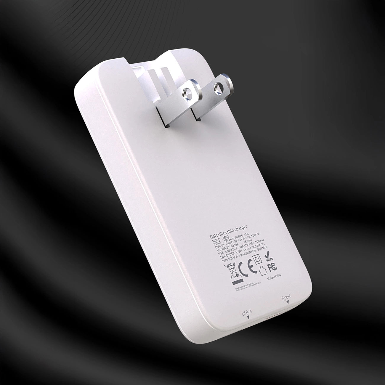 GaN Dudao A65Q 65W USB-A / USB-C PD Ultra-Thin Travel Wall Charger EU / US - White_1