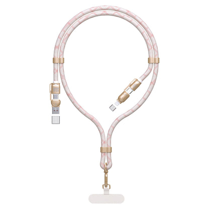 Dudao L20MAX 4in1 Cable / Lanyard USB-A / USB-C / Lightning PD QC 65W 1.5m - Pink_0