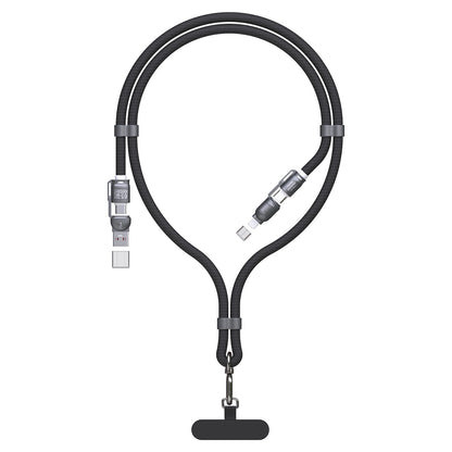 Dudao L20MAX 4in1 Cable / Lanyard USB-A / USB-C / Lightning PD QC 65W 1.5m - Black_0