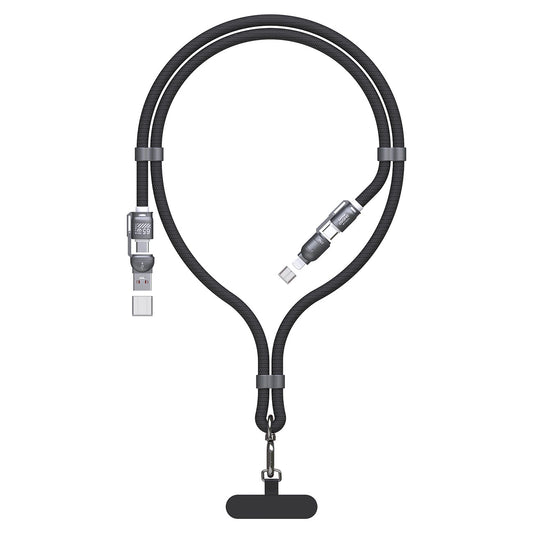 Dudao L20MAX 4in1 Cable / Lanyard USB-A / USB-C / Lightning PD QC 65W 1.5m - Black_0