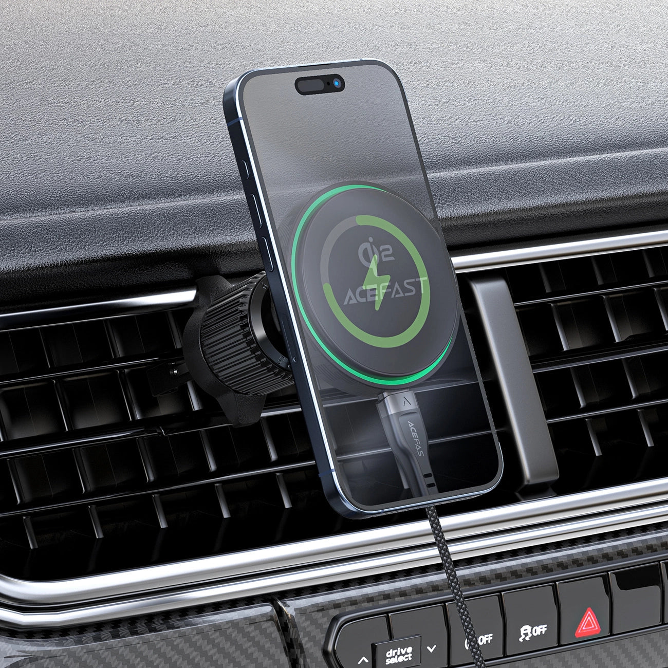 Acefast D33 Car Holder with Qi2 15W Magnetic Charger for Air Vent - Black_5