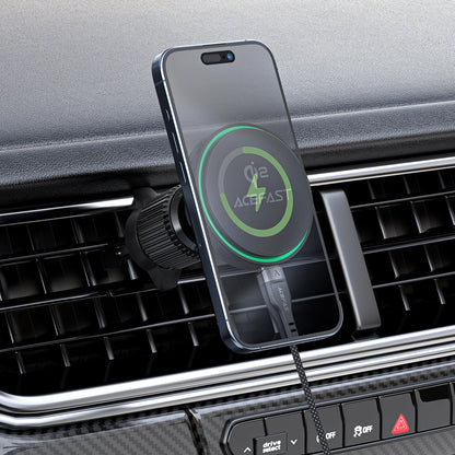 Acefast D33 Car Holder with Qi2 15W Magnetic Charger for Air Vent - Black_5