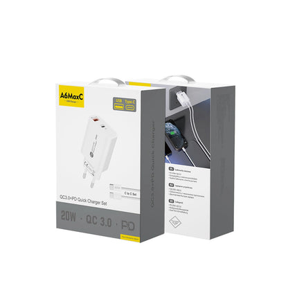 A6MaxL 20W USB-A USB-C wall charger with USB-C - USB-C 1m cable - white_2