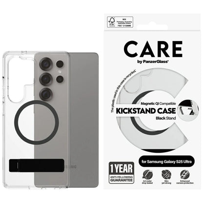 CARE by PanzerGlass Feature Black Kickstand &amp; QI Case for Samsung Galaxy S25 Ultra - Transparent_0
