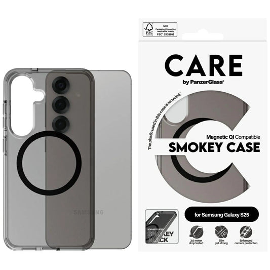 CARE by PanzerGlass Flagship Urban Combat Black QI Case for Samsung Galaxy S25 - Semi-transparent Smoke_0