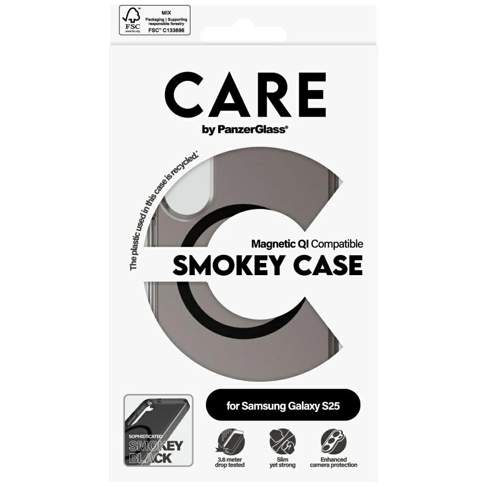 CARE by PanzerGlass Flagship Urban Combat Black QI Case for Samsung Galaxy S25 - Semi-transparent Smoke_3