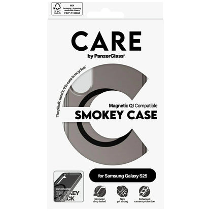 CARE by PanzerGlass Flagship Urban Combat Black QI Case for Samsung Galaxy S25 - Semi-transparent Smoke_3