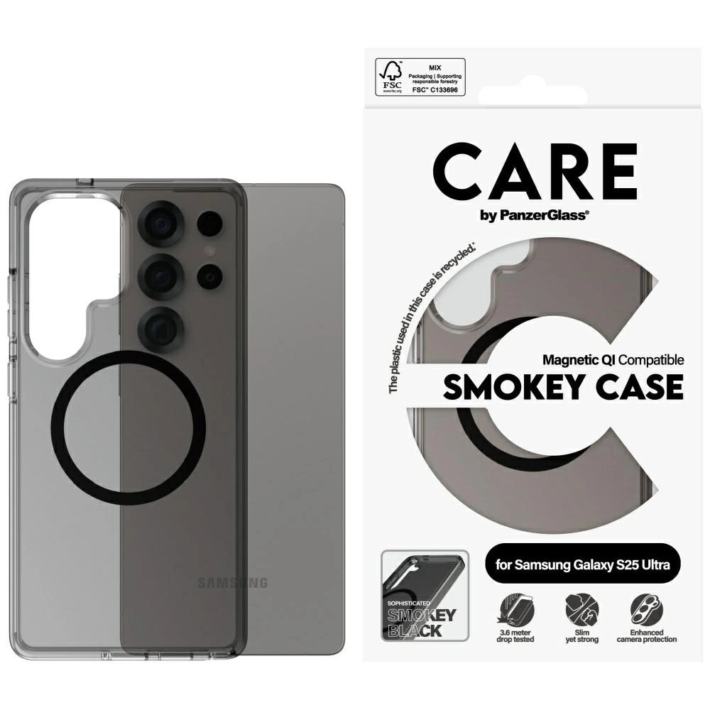 CARE by PanzerGlass Flagship Urban Combat Black QI Case for Samsung Galaxy S25 Ultra - Semi-transparent Smoke_0