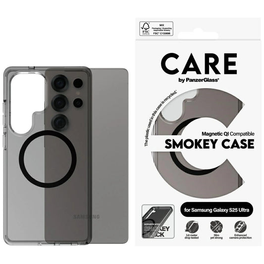 CARE by PanzerGlass Flagship Urban Combat Black QI Case for Samsung Galaxy S25 Ultra - Semi-transparent Smoke_0