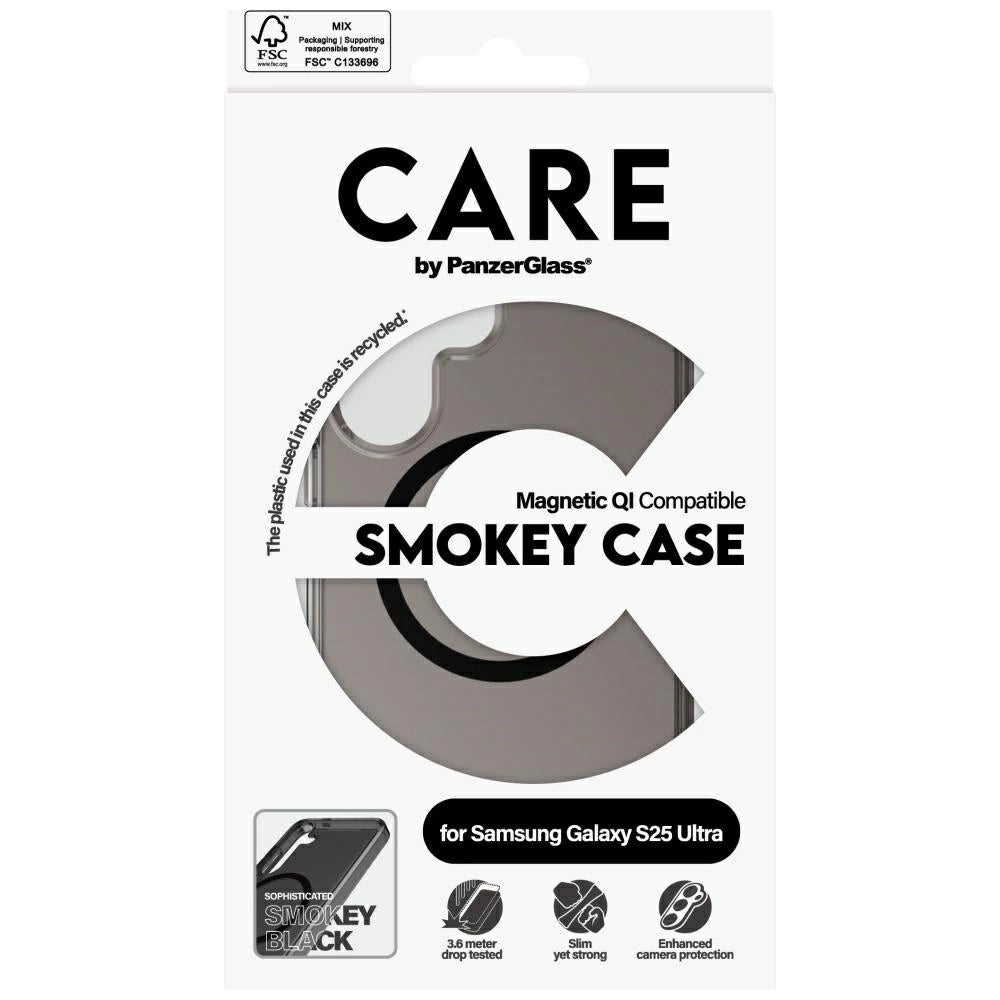 CARE by PanzerGlass Flagship Urban Combat Black QI Case for Samsung Galaxy S25 Ultra - Semi-transparent Smoke_3