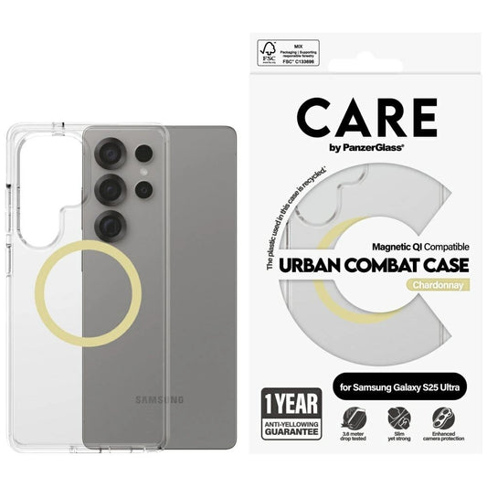 CARE by PanzerGlass Flagship Urban Combat Chardonnay QI Case for Samsung Galaxy S25 Ultra - Transparent_0