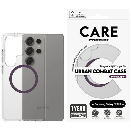 CARE by PanzerGlass Flagship Urban Combat Purple QI Case for Samsung Galaxy S25 Ultra - Transparent_0