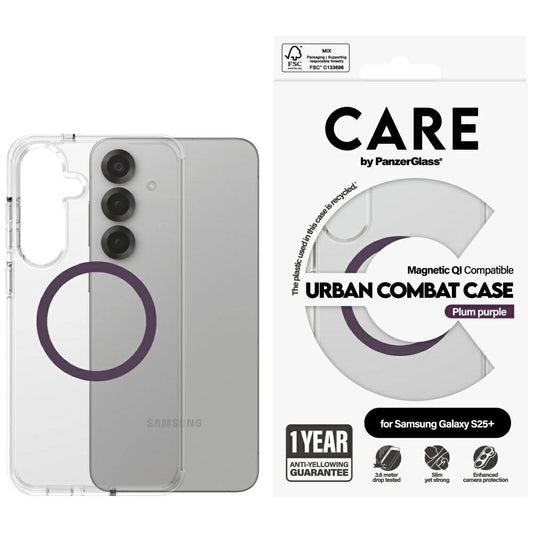 CARE by PanzerGlass Flagship Urban Combat Purple QI Case for Samsung Galaxy S25+ - Transparent_0