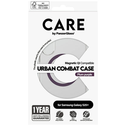 CARE by PanzerGlass Flagship Urban Combat Purple QI Case for Samsung Galaxy S25+ - Transparent_3