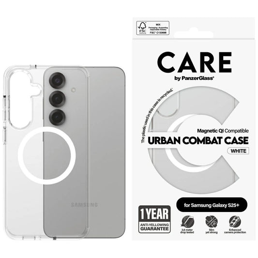 CARE by PanzerGlass Flagship Urban Combat White QI Case for Samsung Galaxy S25+ - Transparent_0