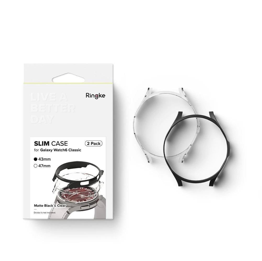 Ringke Slim 2-pack Case for Samsung Galaxy Watch 6 Classic 43mm - Black and Clear_10