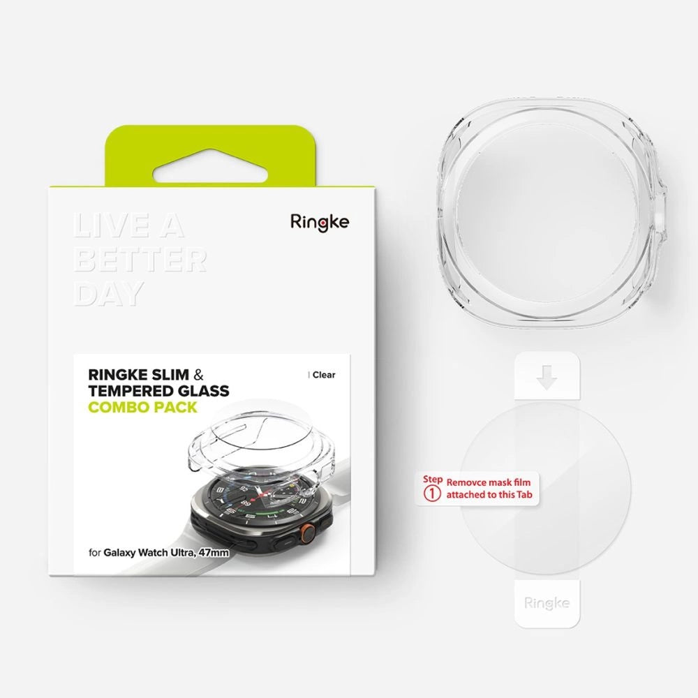 Ringke Slim &amp; Tempered Glass Case + Glass Set for Samsung Galaxy Watch Ultra 47mm - Transparent_8