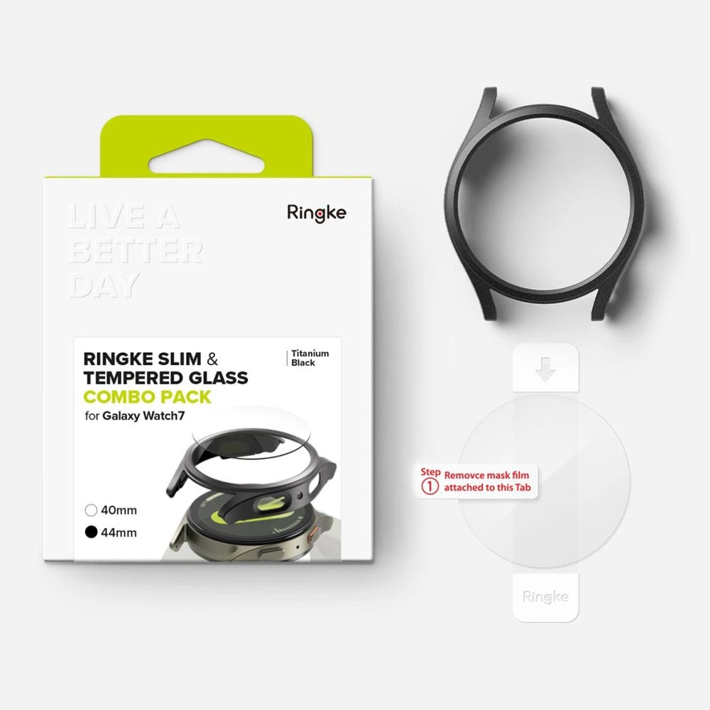 Ringke Slim &amp; Tempered Glass Case + Glass Set for Samsung Galaxy Watch 7 44mm - Black_7