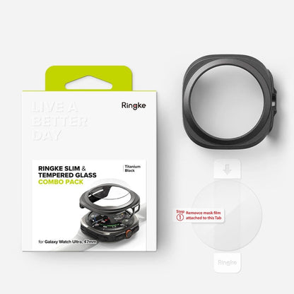 Ringke Slim &amp; Tempered Glass Case + Glass Set for Samsung Galaxy Watch Ultra 47mm - Black_7