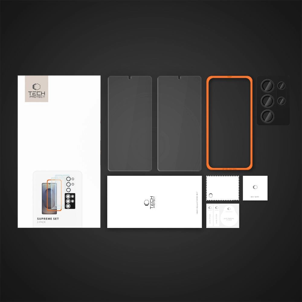 Tech-Protect Supreme Set for Samsung Galaxy S25 Ultra 2x Tempered Glass Screen Protector / Camera Tempered Glass - Clear_5