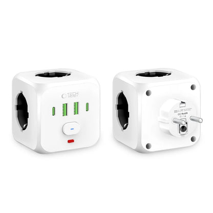 Tech-Protect PCL3x4 Power Strip, 2x USB-A, 2x USB-C, 3x AC Type Schuko - White_1