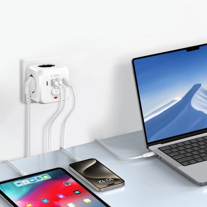 Tech-Protect PCL3x4 Power Strip, 2x USB-A, 2x USB-C, 3x AC Type Schuko - White_2
