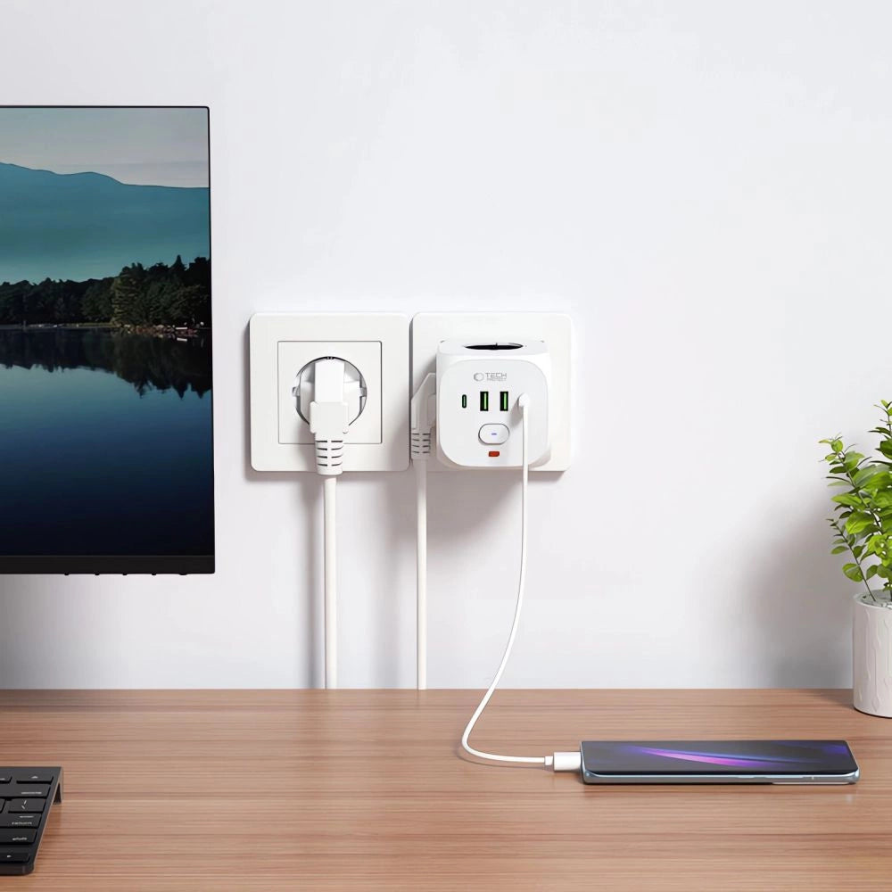 Tech-Protect PCL3x4 Power Strip, 2x USB-A, 2x USB-C, 3x AC Type Schuko - White_3