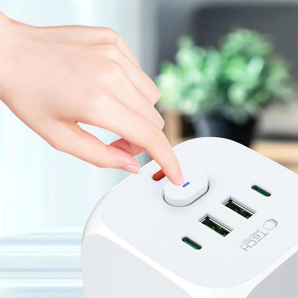 Tech-Protect PCL3x4 Power Strip, 2x USB-A, 2x USB-C, 3x AC Type Schuko - White_5