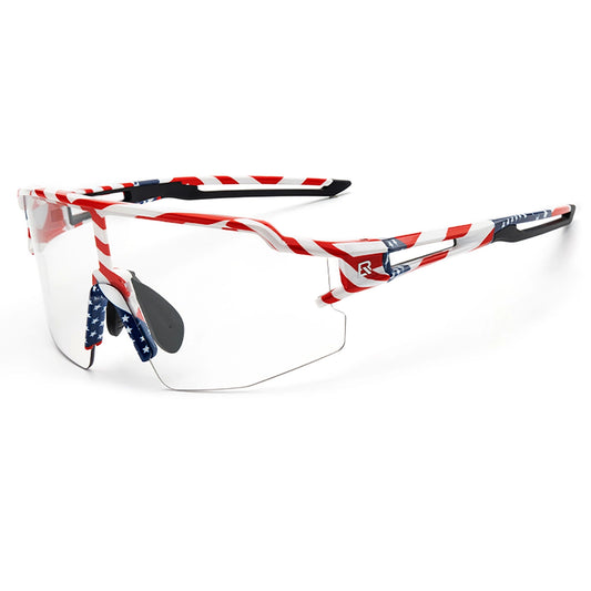 Rockbros Cycling Glasses Photochromic with UV Protection and Corrective Insert 14120008002 - USA Pattern - White_0